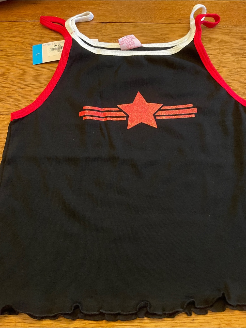Black Tank Top with Red Star Graphic